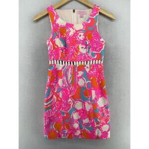 LILLY PULITZER Dress 00 Iggy Shorely Blue Feeling Cotton Mini Shift Sleeveless